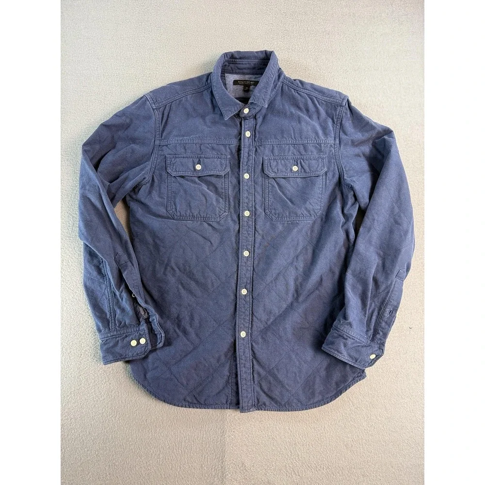 Banana Republic Shirt Mens Medium Blue Quilted Lined Oxford Slim Fit Button Up